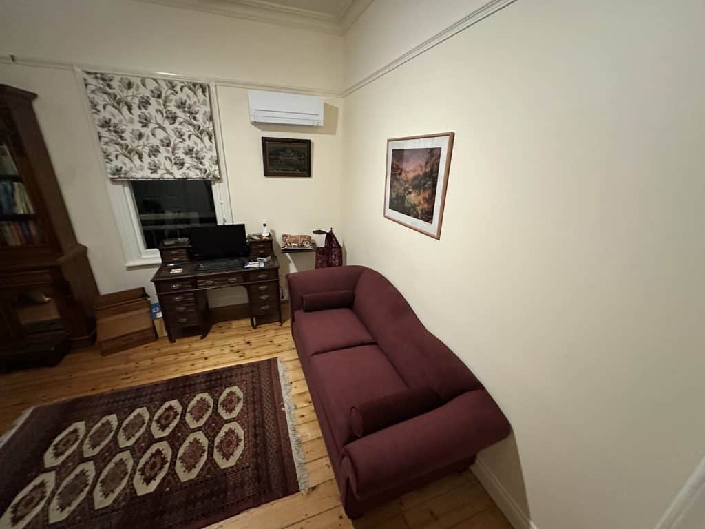 Meredith sofa bed in lounge room after delivery