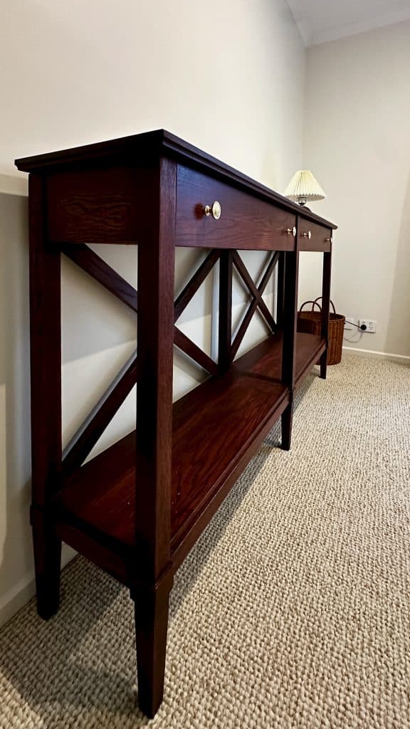 Angled view of the hall stand sideboard after delivery in Barwon Heads