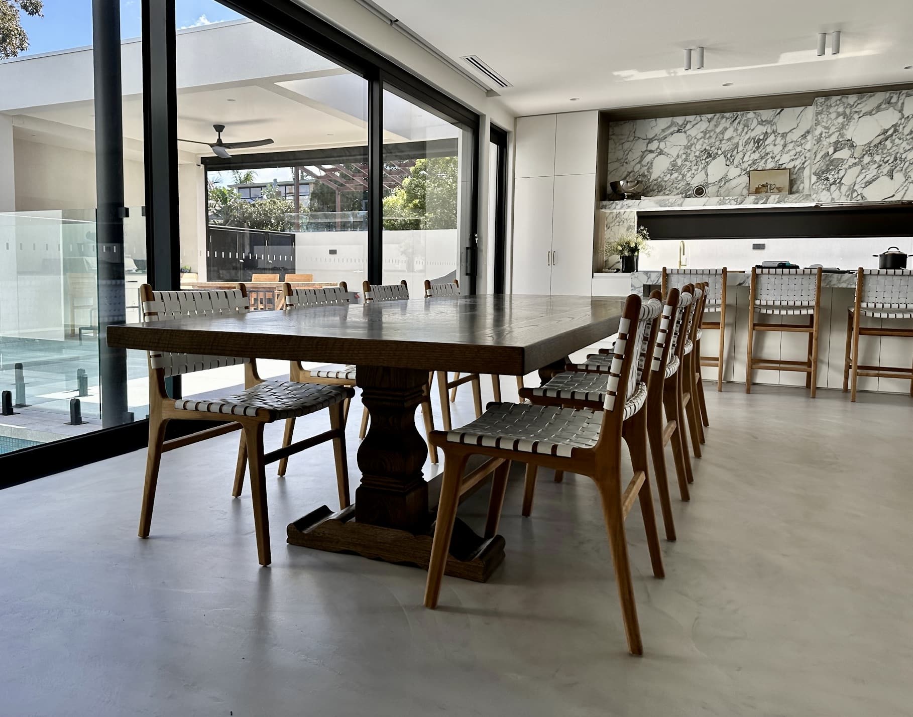 Christian Cole dining table in an open-plan living and dining space