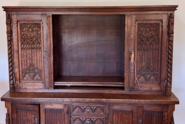 Antique carved oak bookcase dresser delivered from Seaford VIC to Megalong Valley NSW by Phil’s Furniture Freighters
