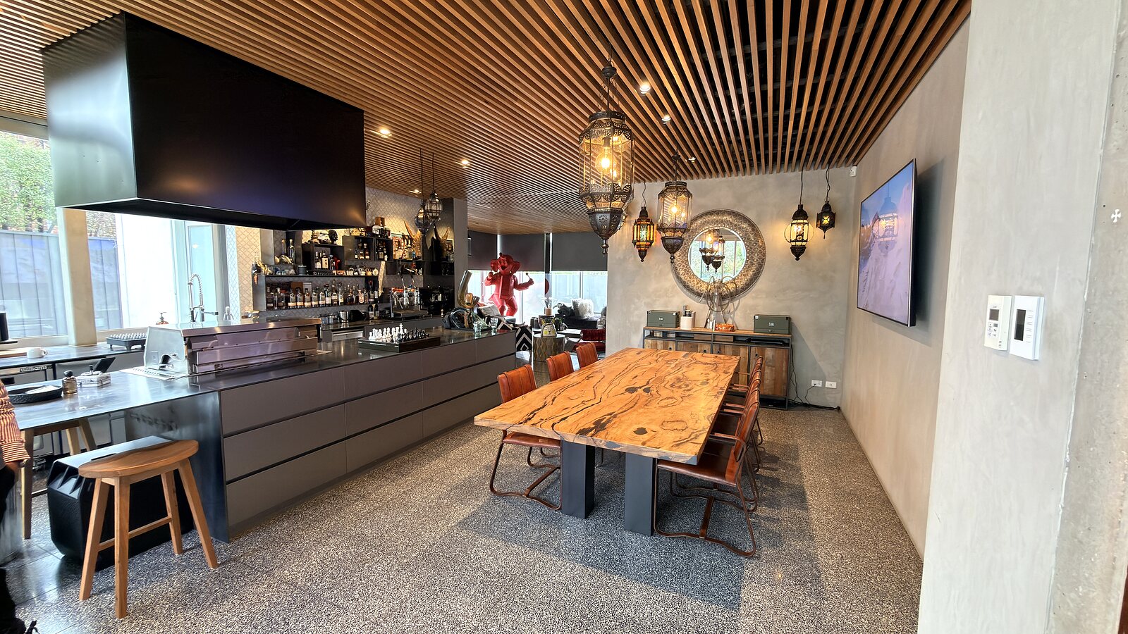 Live-edge timber dining table placed in a Balwyn North home in September 2026