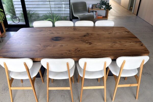 Live-edge dining table delivered and placed in Northcote in September 2026