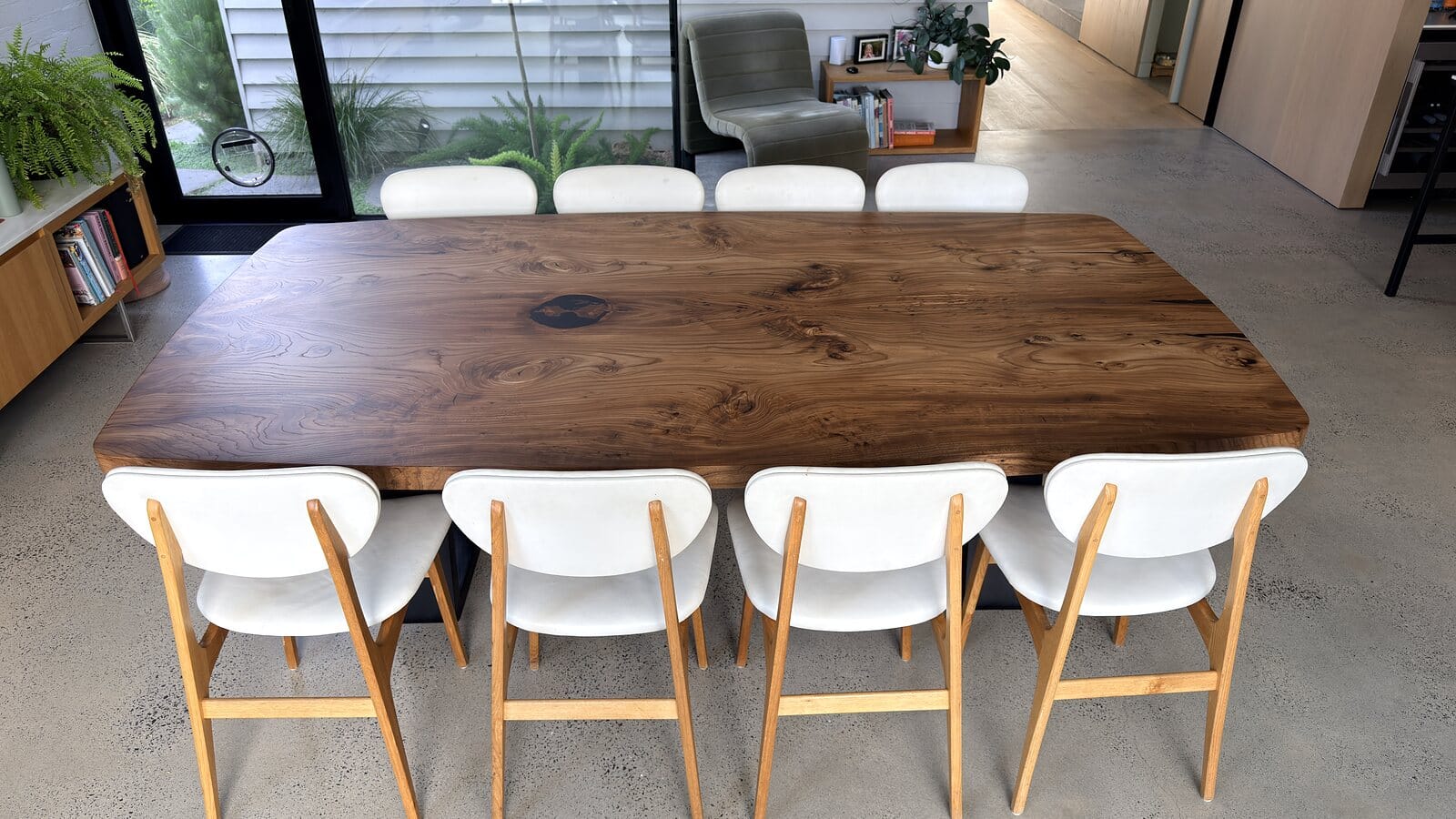 Live-edge dining table delivered and placed in Northcote in September 2026