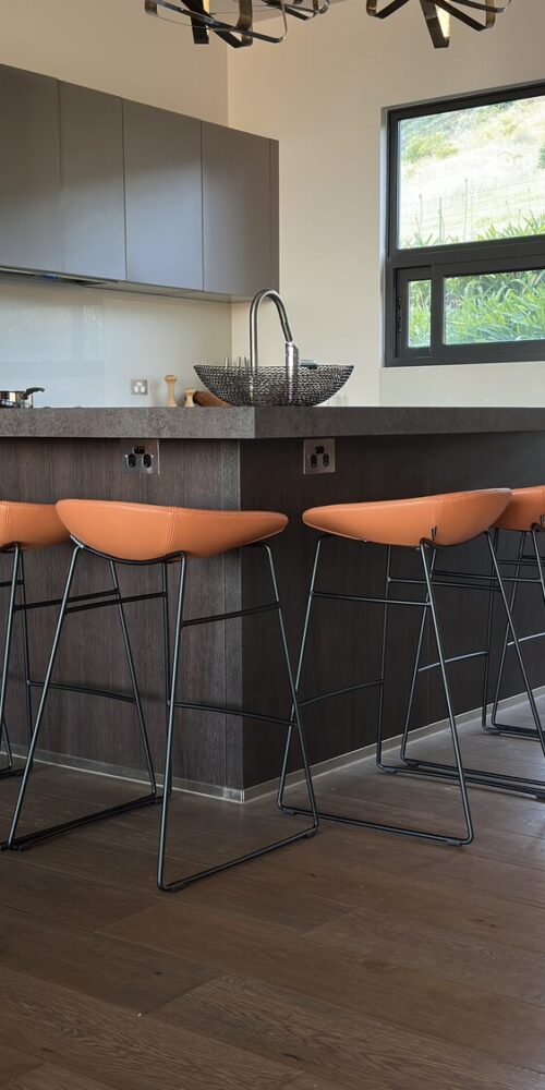 Voyager Interiors tan bar stools delivered to a Bonnie Doon kitchen